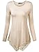 DJT Women's Long Sleeve Boat Neck Lace Hem Hankerchief Tunic Shirts XX-Large Apricot