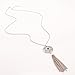 Zealmer Simple Retro Silver Plated Long Chain Pendant Necklace Chain Tassels