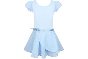 EQSJIU Ballet Leotards for Girls with Removable Skirt Combo Tie Ruffle Sleeve Ballet Dance Dress Outfit 2-12 Years