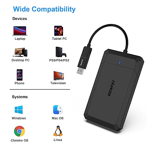 BENFEI Festplattengehäuse 2,5 Zoll, USB C 3.2 Gen 2 / USB Typ-A auf SATA III bis zu 6 Gbps Externes Gehäuse für SSD und HDD (Optimiert für SSD, unterstützt UASP SATA III) thumbnail 3