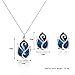 Teniu Blue Crystal Pendant Necklace Silver Plated Chain Necklace Earrings Set Charming Bride Jewelry Set