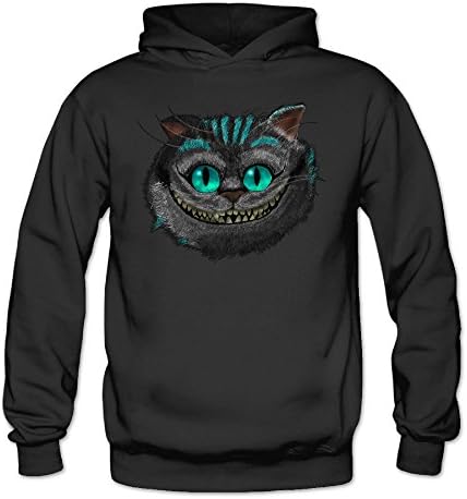 MayDay Cool Cheshire Cat Alice In Wonderland Women's Long Sleeve Hooded Sweatshirt M Black