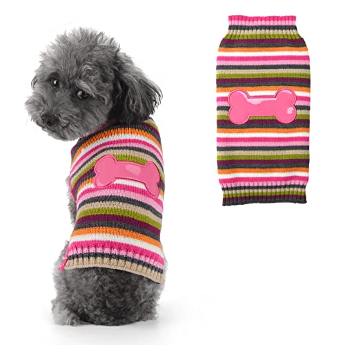 SKXEO Dog Sweater Striped Puppy Pet Cat Warm Jumper Coat Knitwear Autumn Winter Sweaters Clothes For Small Medium Dogs Costume(Striped, X-Large)