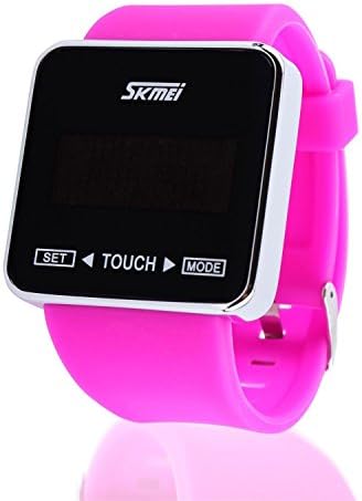 Qiyan Simple Digital Touch Screen Digital LED Waterproof Boys Girls Sport Casual Wrist Watches pink