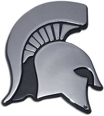 Elektroplate Michigan State University Spartan Head Logo Verchromtes Premium Metall Fur Auto Lkw Motorrad Ncaa College Emblem Amazon De Auto