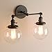 Pathson Vintage 2 Lights Wall Sconces with On Off Switch, Globe Glass Bathroom Vanity Light Fixtures, Industrial Wall Lighting Lamps for Living Room Bedroom