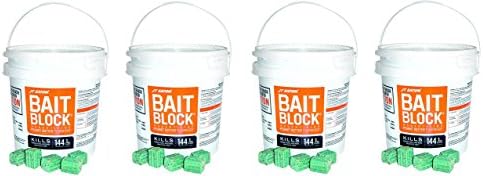 J T Eaton 166004 709-PN Bait Block Rodenticide Anticoagulant Bait, Peanut Butter Flavor, For Mice and Rats (9 lb Pail of 144) (4 PAIL'S)
