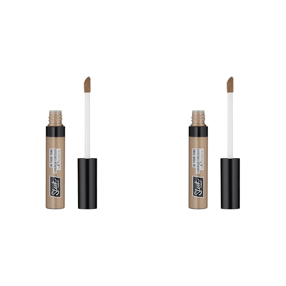 Sleek MakeUP In Your Tone Longwear Concealer, Hides Dark Circles and Covers Blemishes, Buildable Medium to Full Coverage, 4N, 7ml (Pack of 2)