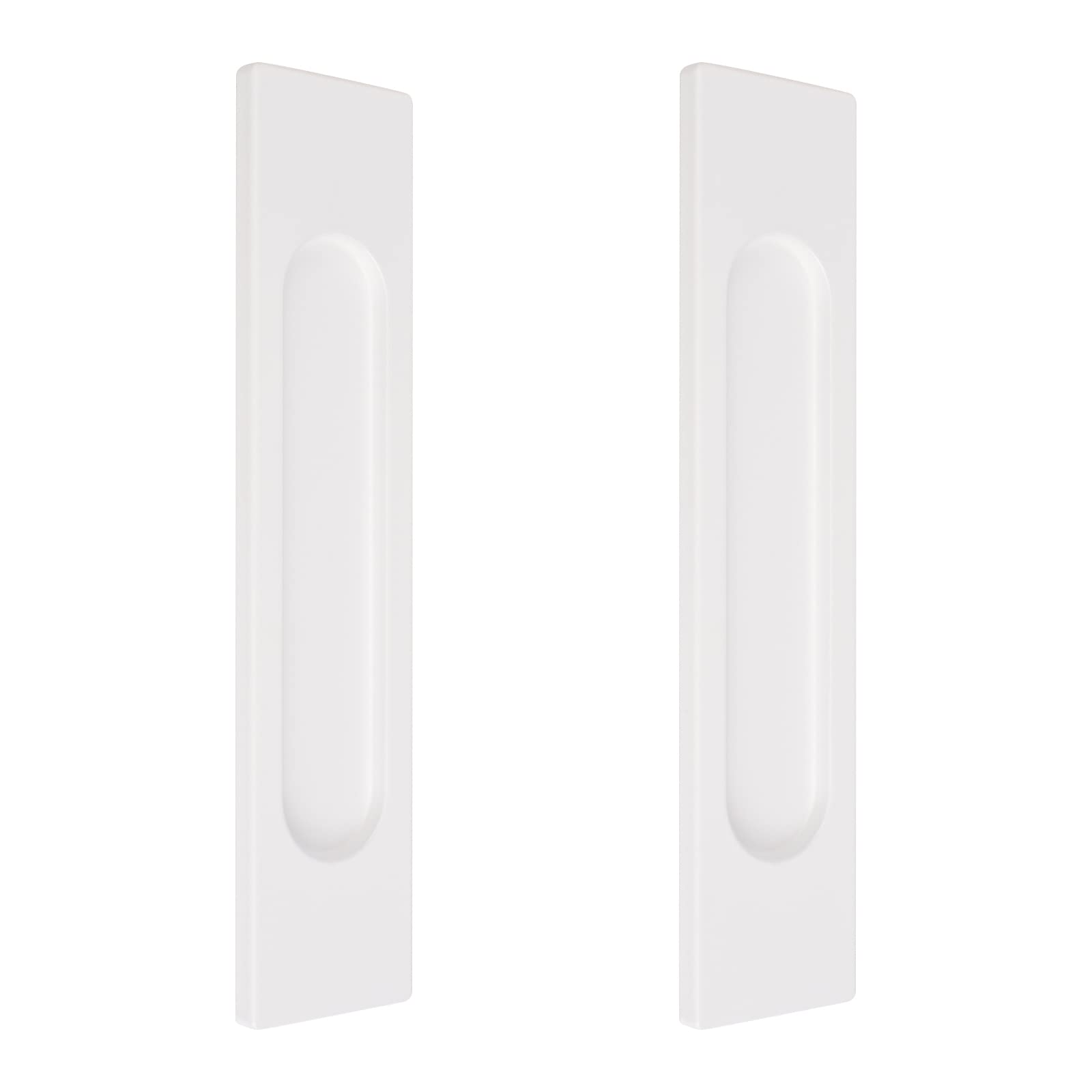 MOROBOR 18CM Self-Stick Rectangual Sliding Door Pulls, 2pcs Warm White Aluminum Alloy Flush Pull Punch-Free Handle for Sliding Barn Door Windows Cabinets