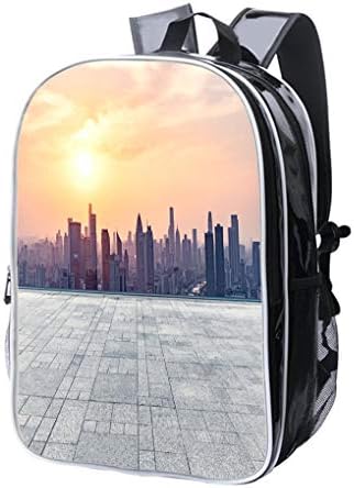 High-end Custom Laptop Backpack-Leisure Travel Backpack Empty Square Front of tianjin City Skyline Water Resistant-Anti Theft - Durable -Ultralight- Classic-School-Black