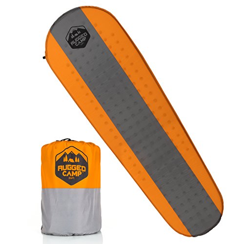 Self Inflating Sleeping Pad - Sleep Comfortably In The Outdoors - Camping Gear and Accessories For Hiking, Backpacking, Travel - Lightweight and Compact Camping Mat by Rugged Camp (orange)