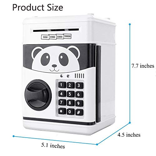 GoodsFederation Kids Electronic Password Piggy Money Bank ATM Savings Box with Code Lock,Mini Cartoon Panda Cash Coin Can Box with Voice Prompt & Music,Deposit Machine for Christmas Birthday Gifts