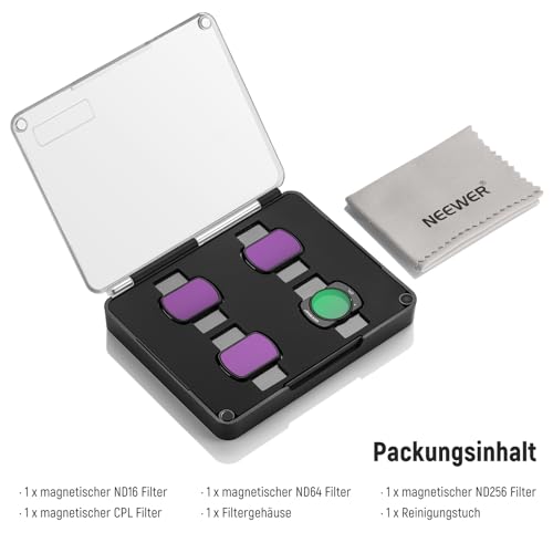 NEEWER HD CPL ND16 ND64 ND256 Filter Set Compatible with DJI Osmo Pocket 3 / Pocket 4 / Xtra Muse, Magnetic Gimbal Action Camera Accessory Set with Neutral Density and Polarising Filters