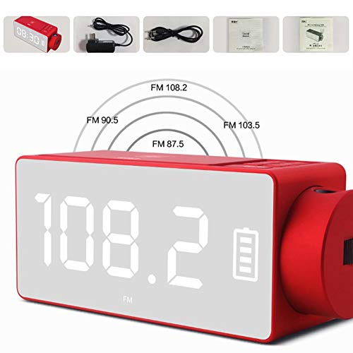 SHZONS Digital Alarm Clock,LED Projection Alarm Clock with Bluetooth Speaker,Dual Alarm,FM Radio,USB Charging Ports,Snooze