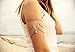 Bohemian Women Metal Turquoise Bead Upper Arm Armlet Tassels Chain Bracelet Cuff (Silver leaf)
