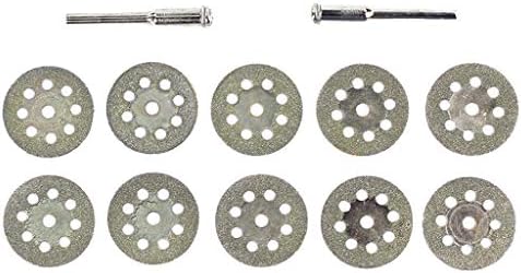 10 Pcs Diamond Cutting + 2 Pcs Mandrel Wheel Saw Blades Cut Off Discs Set Rotary Tool Replacement Home Tool (25mm, Silver)