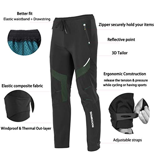 image for RockBros Men's Sports Pants Athletic Fleece Pants Windproof for Winter