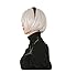 miccostumes Cosplay Wig Whte Short Straight Bob Wig Cute Flat Bangs Synthetic Hair