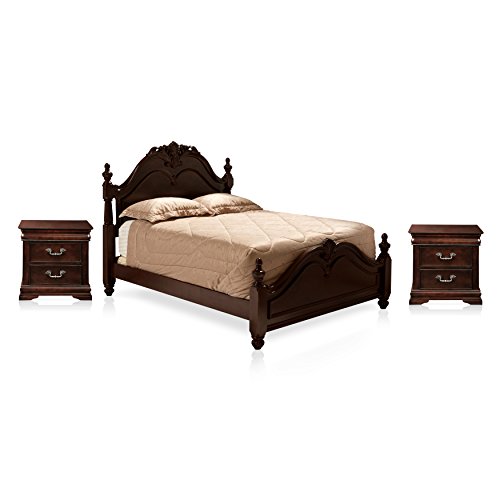 HOMES: Inside + Out 3 Piece ioHOMES Epperson English Style Bed Set with 2 Nightstands, California King, Cherry