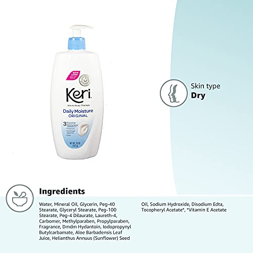 KERI WHOLE BODY THERAPY ORIGINAL, CONTINUOUS MOISTURIZATION, 3 ESSENTIAL MOISTURIZERS (VITAMIN E, ALOE AND SUNFLOWER SEED OIL), 20 OZ
