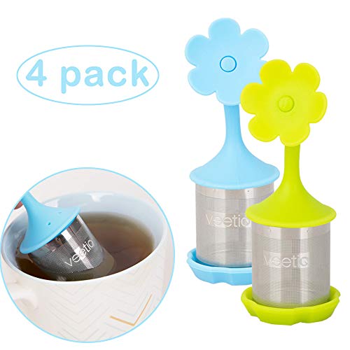 Veetio Extra Fine Mesh Tea Infuser, Stainless Steel Fine Mesh Tea Cup with BPA-Free Silicone Lid and Veetio Extra Fine Mesh Tea Infuser, Stainless Steel Fine Mesh Tea Cup with BPA-Free Silicone Lid and