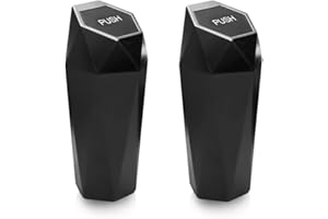8sanlione Car Trash Can with Lid, Waterproof Mini Portable Auto Garbage Bin, Leakproof Diamond Design Rubbish Holder, Vehicle Organizer Dustbin for Automotive Car