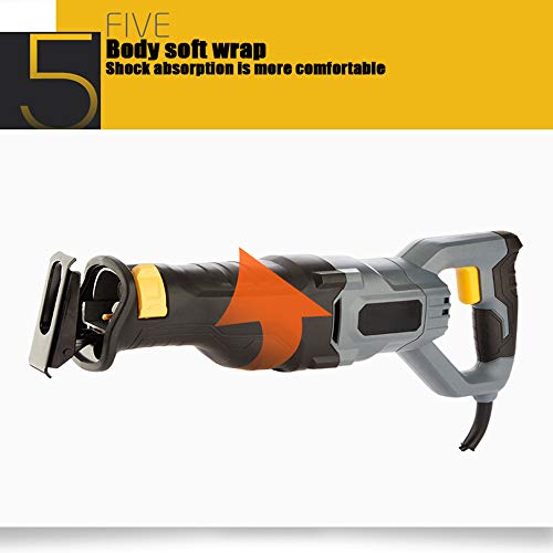 ASWT-Corded Verstellbarem Handgriff Säbelsäge Universalsäge, Variabel Beziehung 0-2800 SPM, Schnittbereich 0-300mm (grau… – Bild 8
