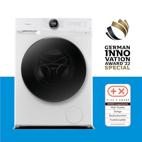 Midea MF200W80WB-14AS Waschmaschine/8KG /Energieeffizienzklasse A/Mengenautomatik/Steam Care/Nachlegefunktion / 1400 U/min/Zeitsparen - Turbo/nur 48 cm tief/APP-Steuerung, AquaStop, Weiß