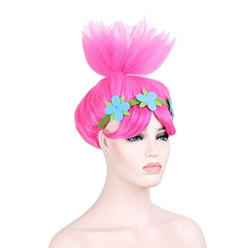 Cosplay Wigs Pink Trolls Poppy Princess Style Women Costume Hair Wig Party Head Accessories for Wig Cap (8195A) - Thumbnail 5