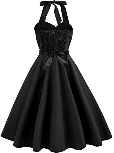 Women Vintage Dress, Halter Sleeveless Evening Party Valentine's