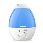 URPOWER Ultrasonic Cool Mist Humidifier, 2.4L Whisper-quiet Operation Air Humidifier with Adjustable Mist Mode Waterless Auto Shut-off with 7 Color Changing Lights for Home Bedroom Office