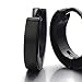 Pair of Black Huggie Hinged Hoop Earrings Unisex Men Women