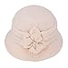 Womens 1920s Winter Wool Cap Beret Beanie Cloche Bucket Hat A299 (Ivory)