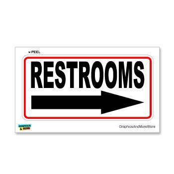 Restrooms Right Arrow - Customer Business Store Sign - Window Wall Sticker