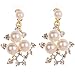 HongHu Fashion Pearl Rhinestone Rhinestone Statement Bib Pendant Necklace & Earring Set