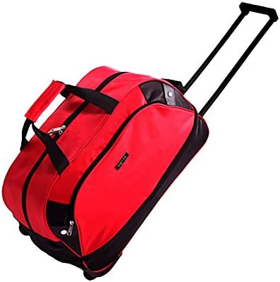 SIYUANTote Suitcase Duffel Bag with Wheels Mens Womens Medium Luggage Trolley Case Rolling Duffel Red Medium 20 Inches