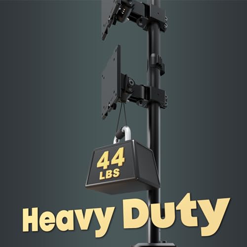 Heavy Duty Dual Monitor-Arm for 17-49'' - Double Vertically Stacked Monitor Mount, Extra Tall Ultrawide Desk Stand Holds up to 44 lbs per Screen, Vesa 75/100, Black