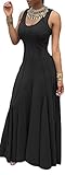 Imily Bela Women's Sleeveless Pleated Swing Maxi Cocktail Dress Floor Length (XX-Large, Black)