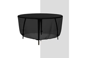 Tuyeho Round Patio Furniture Cover, Durable Oxford Fabric Outdoor Round Table Cover, Waterproof, UV & Rip Resistant Patio Table and Chairs Set Cover, 72"DIA x 28"H Black