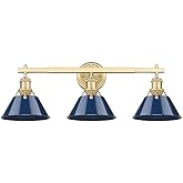 Golden Lighting 3306-BA3 BCB-NVY Orwell - 3 Light Bath Vanity-9.88 Inches Tall and 27.25 Inches Wide, Finish Color: Brushed C