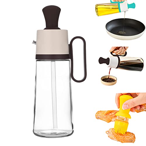2 In 1 Glass Olive Oil Dispenser Bottle With Silicone Brush,Vinegar Soy