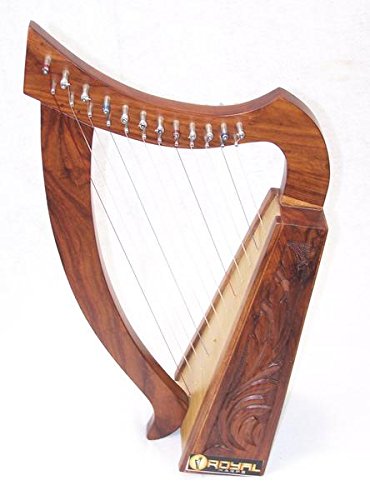 12 String Harp Celtic Design Extra Strings Tuner Carrying Case New