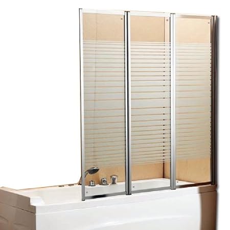 Windy Badewannen-Aufsatz / Duschkabinen-Wand, Glas mit Siebdruck-Dekor, 140 x 130 cm