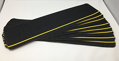 Safe Way Traction 6" X 24" Black Anti Slip Stair Tread Non Skid (60-Grit) Safety Tape with Yellow Reflective Stripe 10 Treads Per Pack - Thumbnail 2