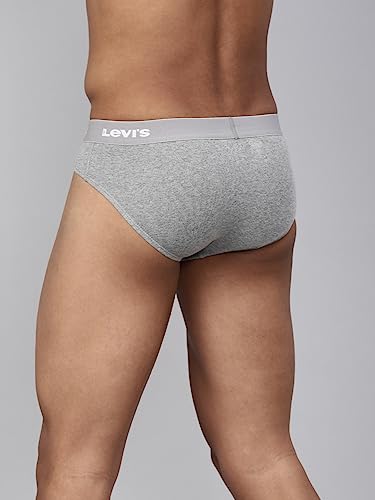 Levi's Men's Cotton Brief (Pack of 2) (PR81476_Lt. Grey Melange, Navy_Medium_Multicolour_M) 3