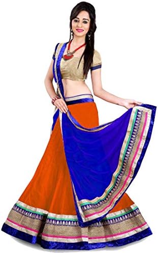 Jigss Women's Net A-Line Lehenga Choli (Kedar_Free Size_ Semi-Stitched)