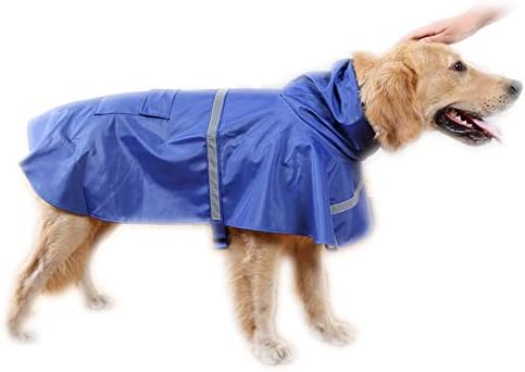 Tie langxian Pet Raincoat Dog Raincoat,Adjustable Waterproof Raincoat,Safety Coat Jacket with Reflective Safe strips for Small/Medium/Large dog (L, Blue)