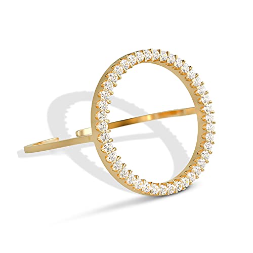 UHIBROS 18k Gold Plated Stackable Rings For Women CZ Simulated Diamond Circle Ring Minimalist Fashion Dainty Rings