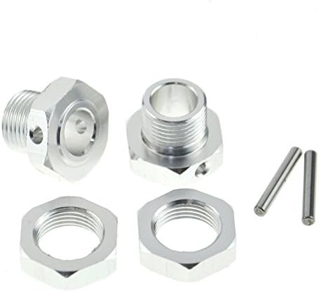 SD Racing Parts Set 17mm Aluminum Wheel Hub Cover hex Nut & Pin for RC 1:8 Model Car Truck, Silver Pack of 2 Sets