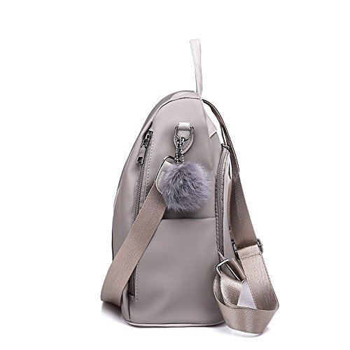 Clearance Sale! ZOMUSA Women Girls Fashion Mini Backpack Shoulder Bag Solid School Bags With Fur Ball (Gray )